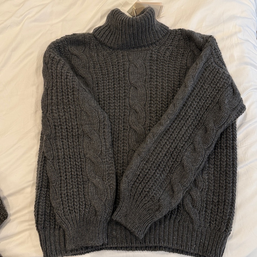 NWT- DOEN Leighton Sweater- Dark Grey - Picture 2 of 7